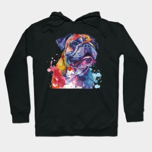 Bulldog Dog Water Color Pop Art Design for Dog Lover Hoodie